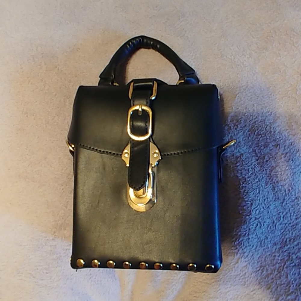 Black Structured Micro-bag with Studding